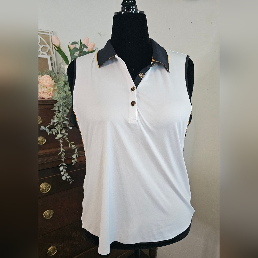 White and black Greg Norman sleeveless polo sz XL